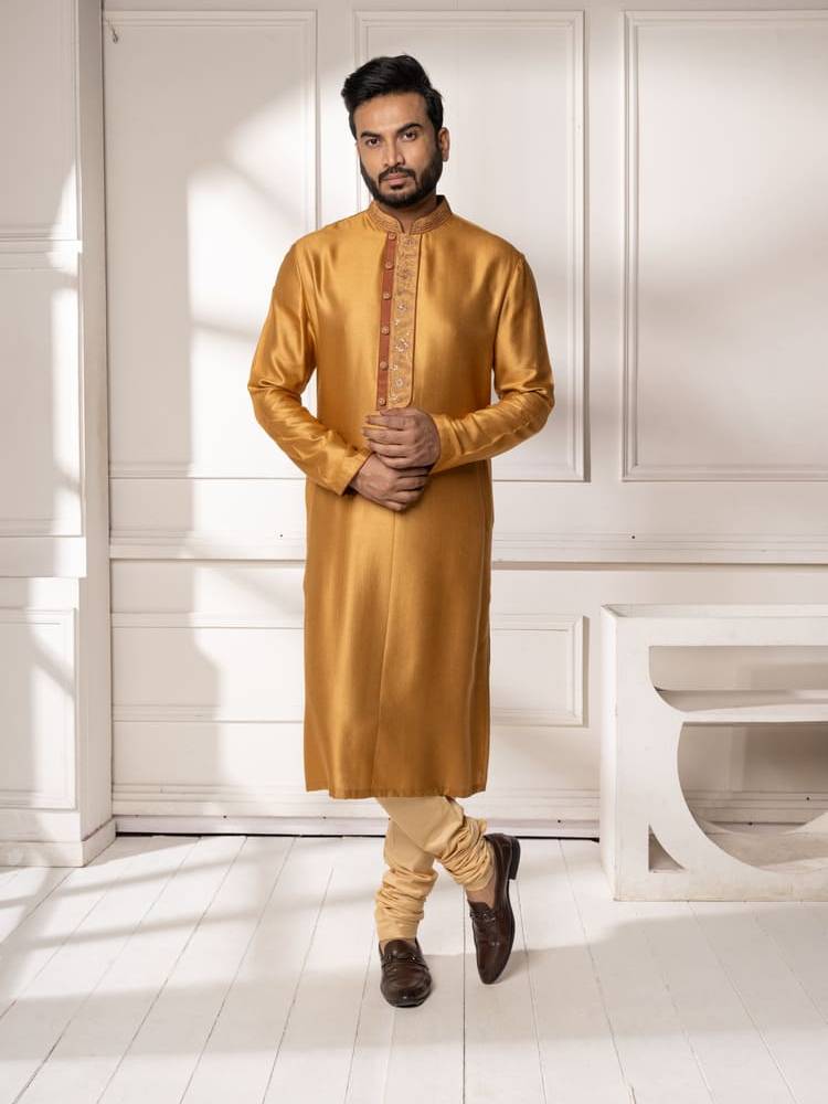 Mustard Kashmiri Embroidery Kurta Set