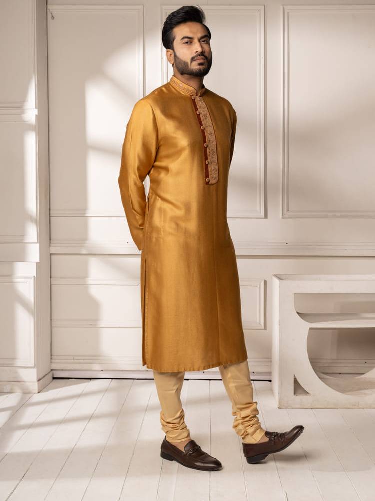 Mustard Kashmiri Embroidery Kurta Set