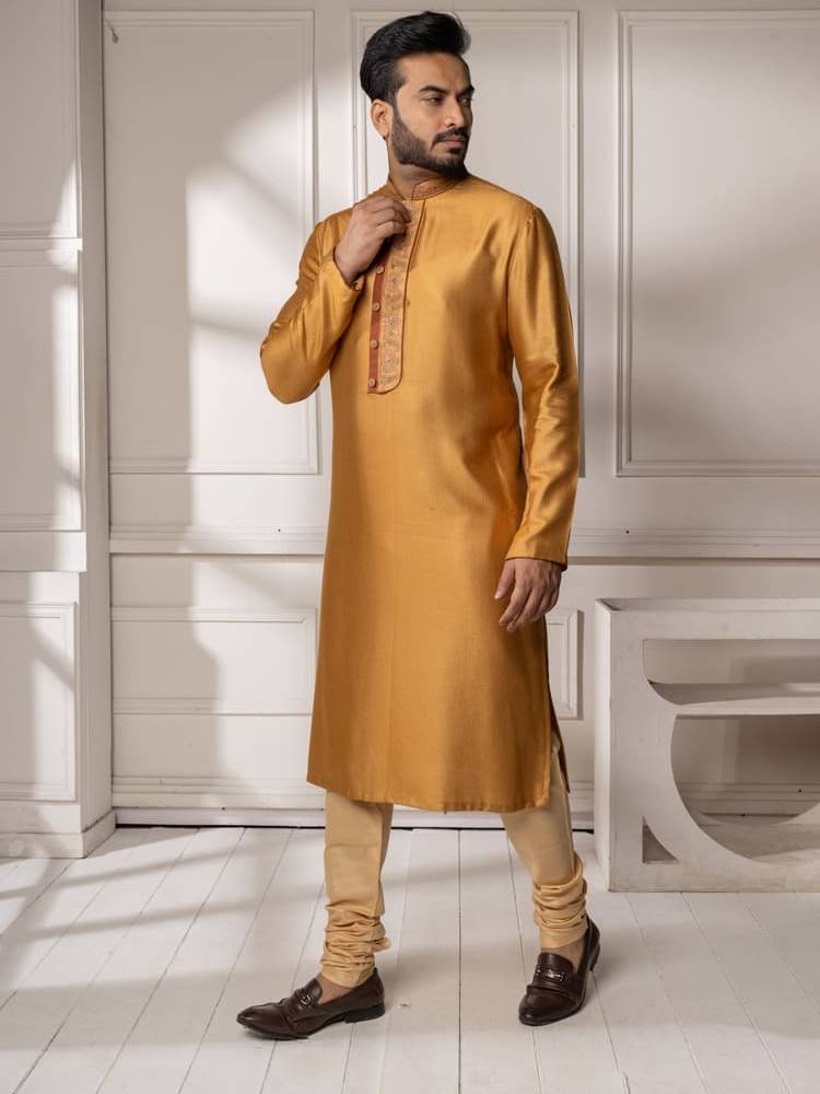 Mustard Kashmiri Embroidery Kurta Set