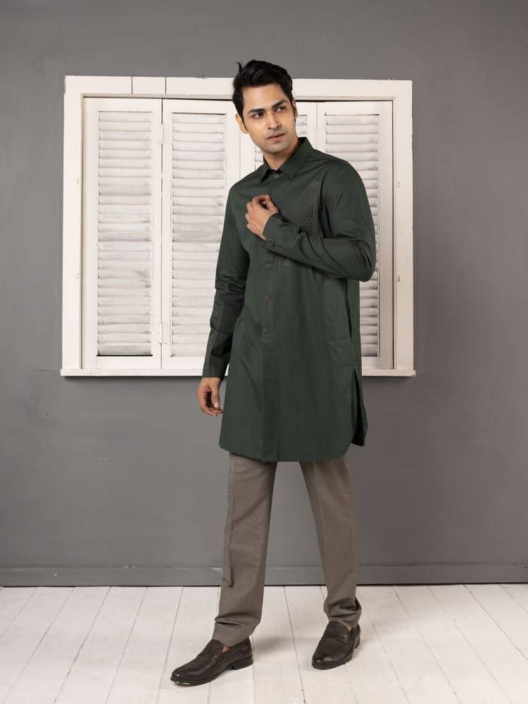 Deep Green Short Kurta Set
