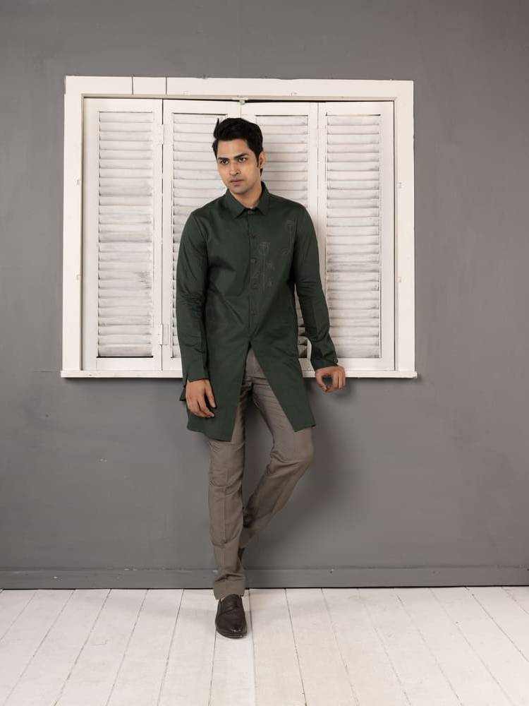 Deep Green Short Kurta Set