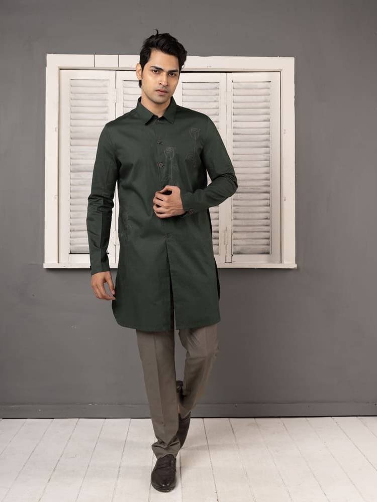 Deep Green Short Kurta Set
