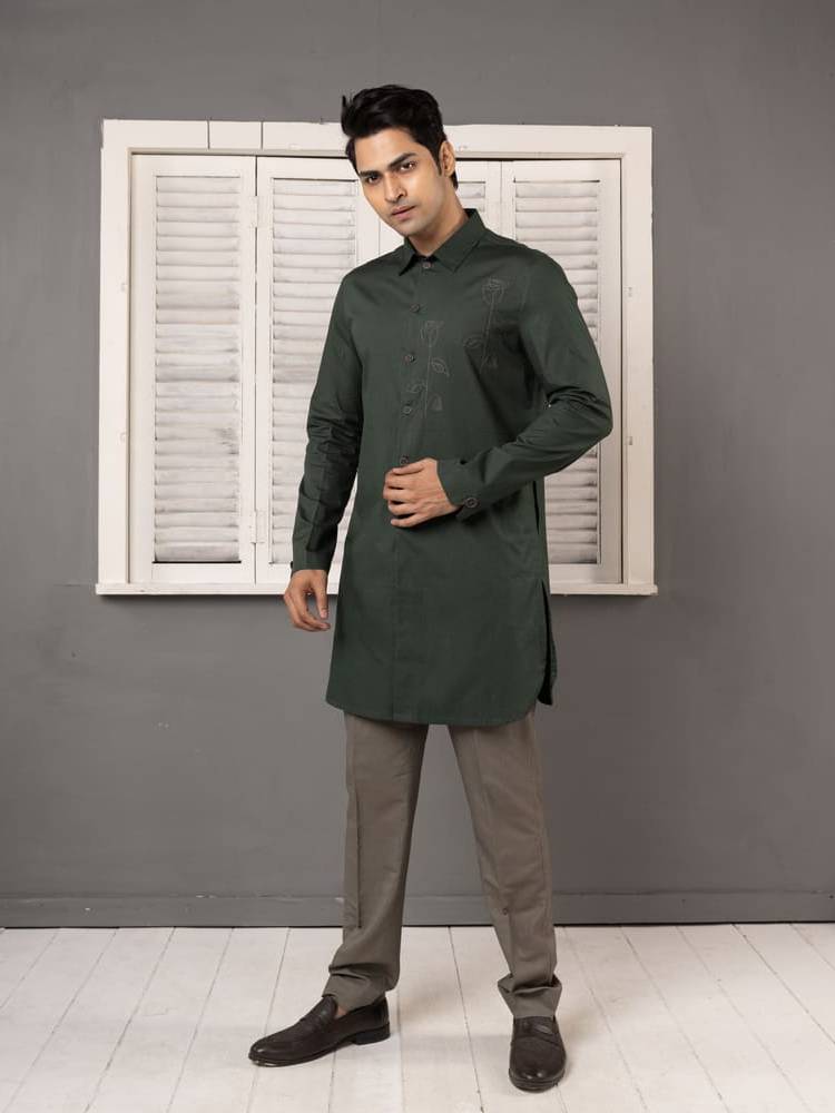 Deep Green Short Kurta Set
