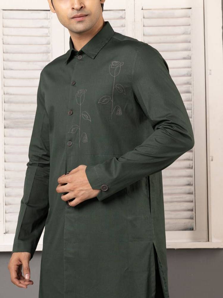 Deep Green Short Kurta Set