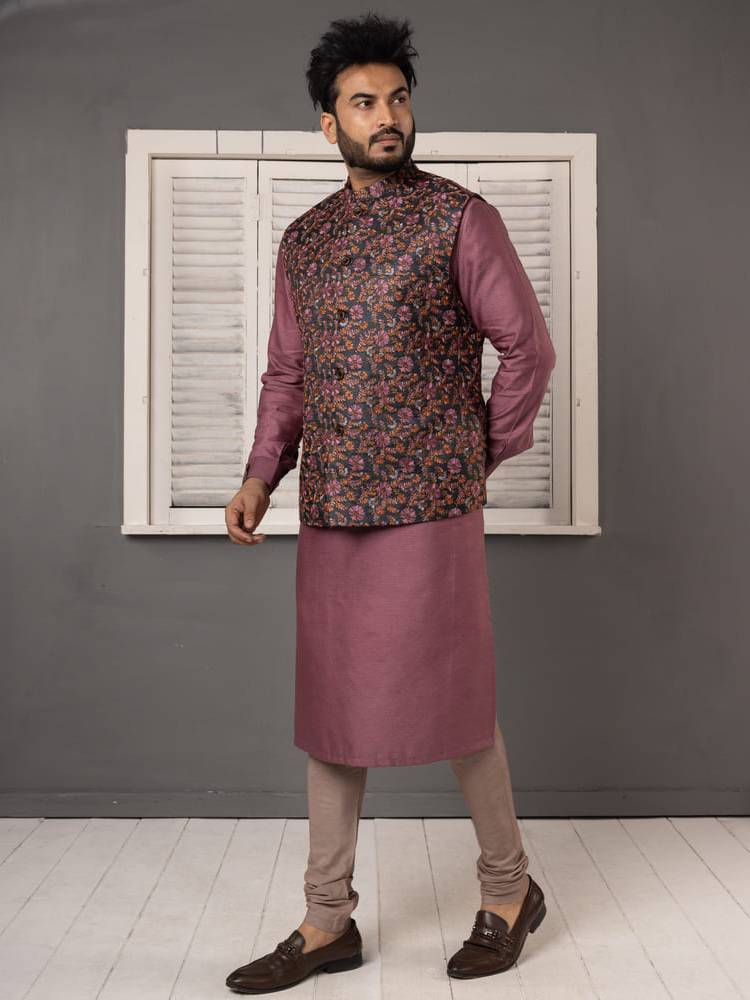 Floral Threadwork Embroidered Jacket Set