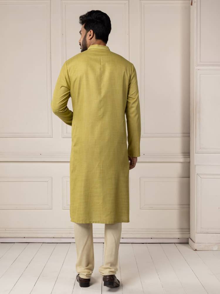 Green self-fabric embroidered Kurta Set