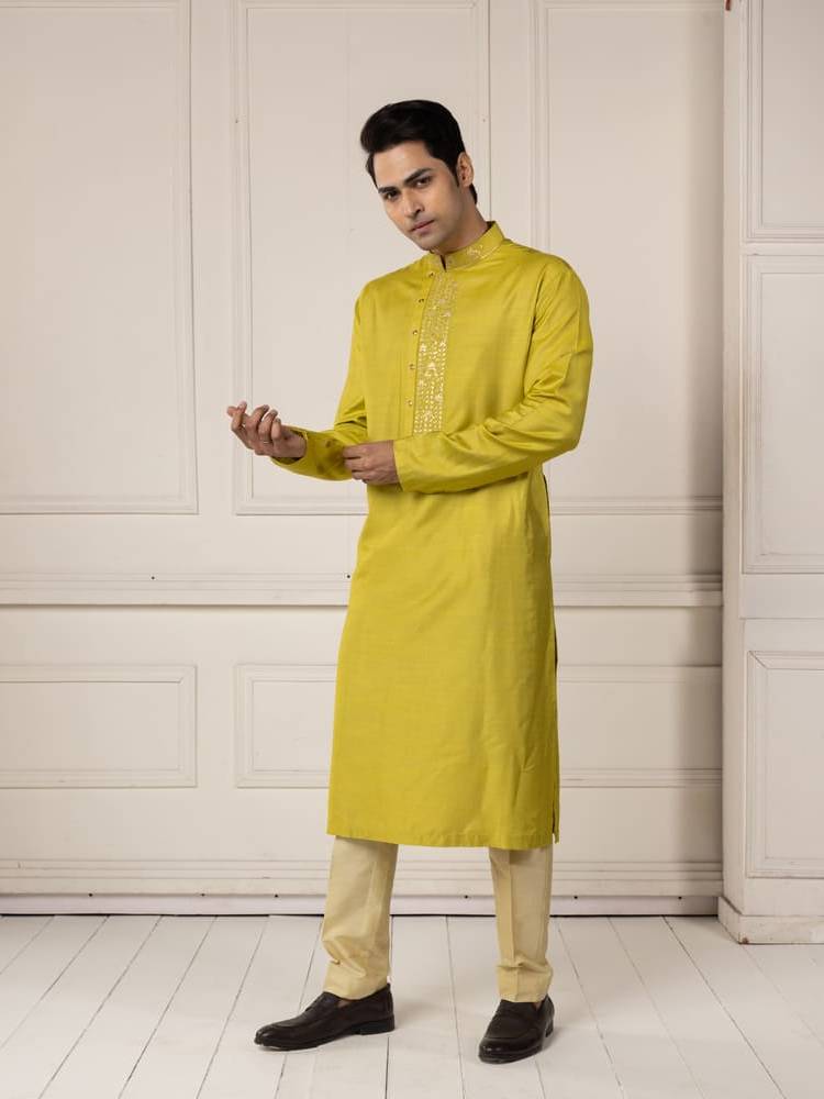 Green Gota Embroidered Kurta Set