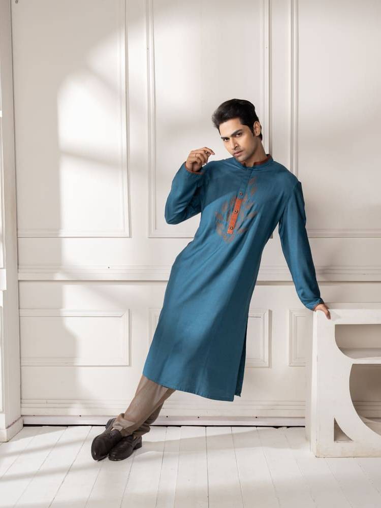 Blue Embroidered Kurta Set