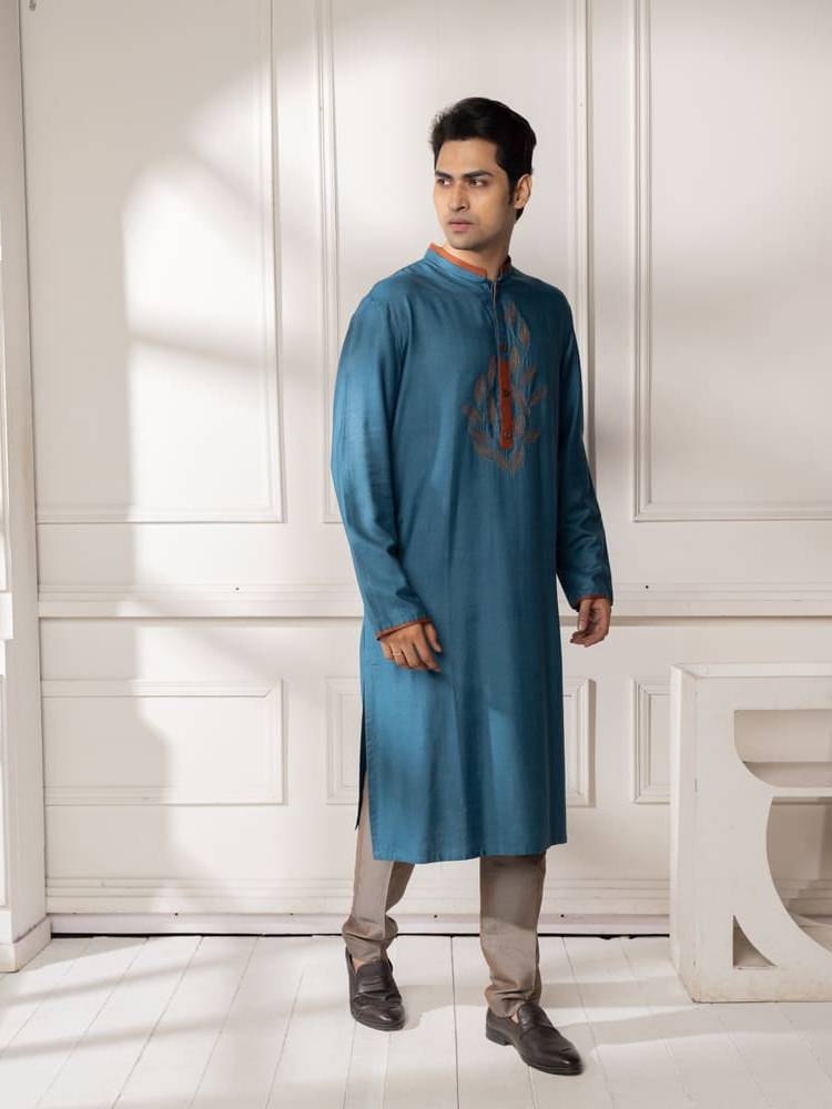 Blue Embroidered Kurta Set