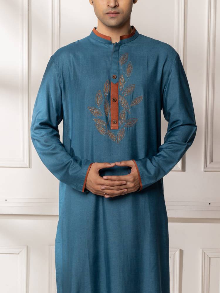Blue Embroidered Kurta Set