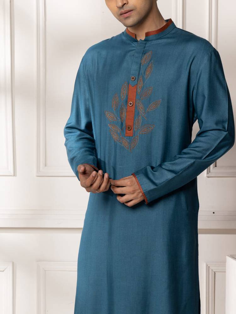 Blue Embroidered Kurta Set