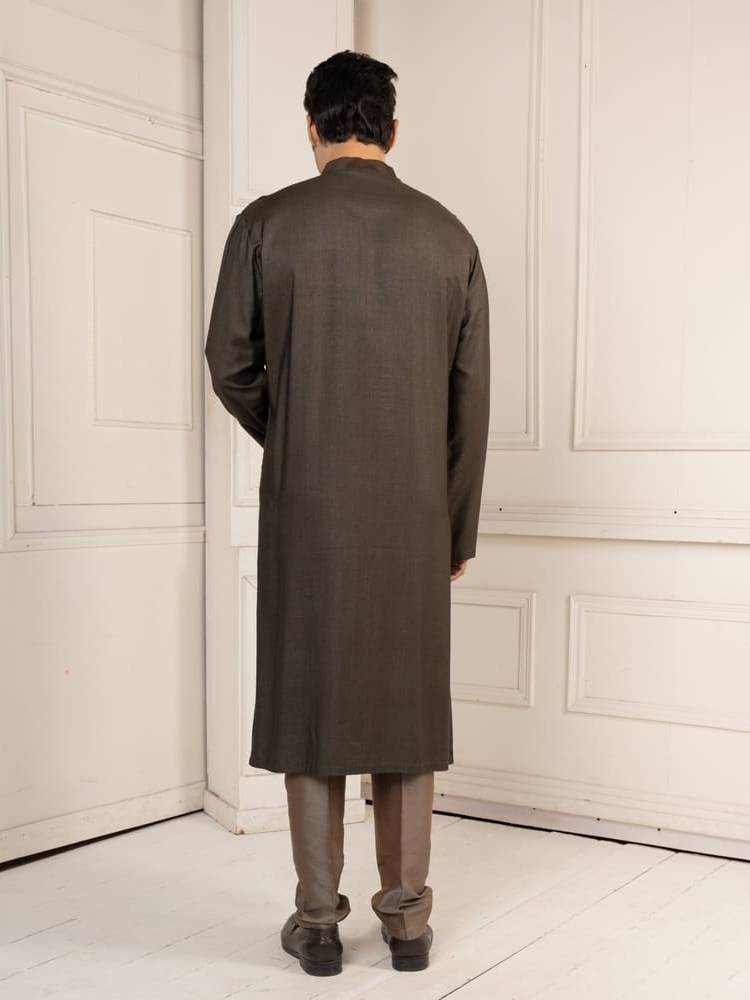 Charcoal Colour Lotus Motif Painting Kurta Set