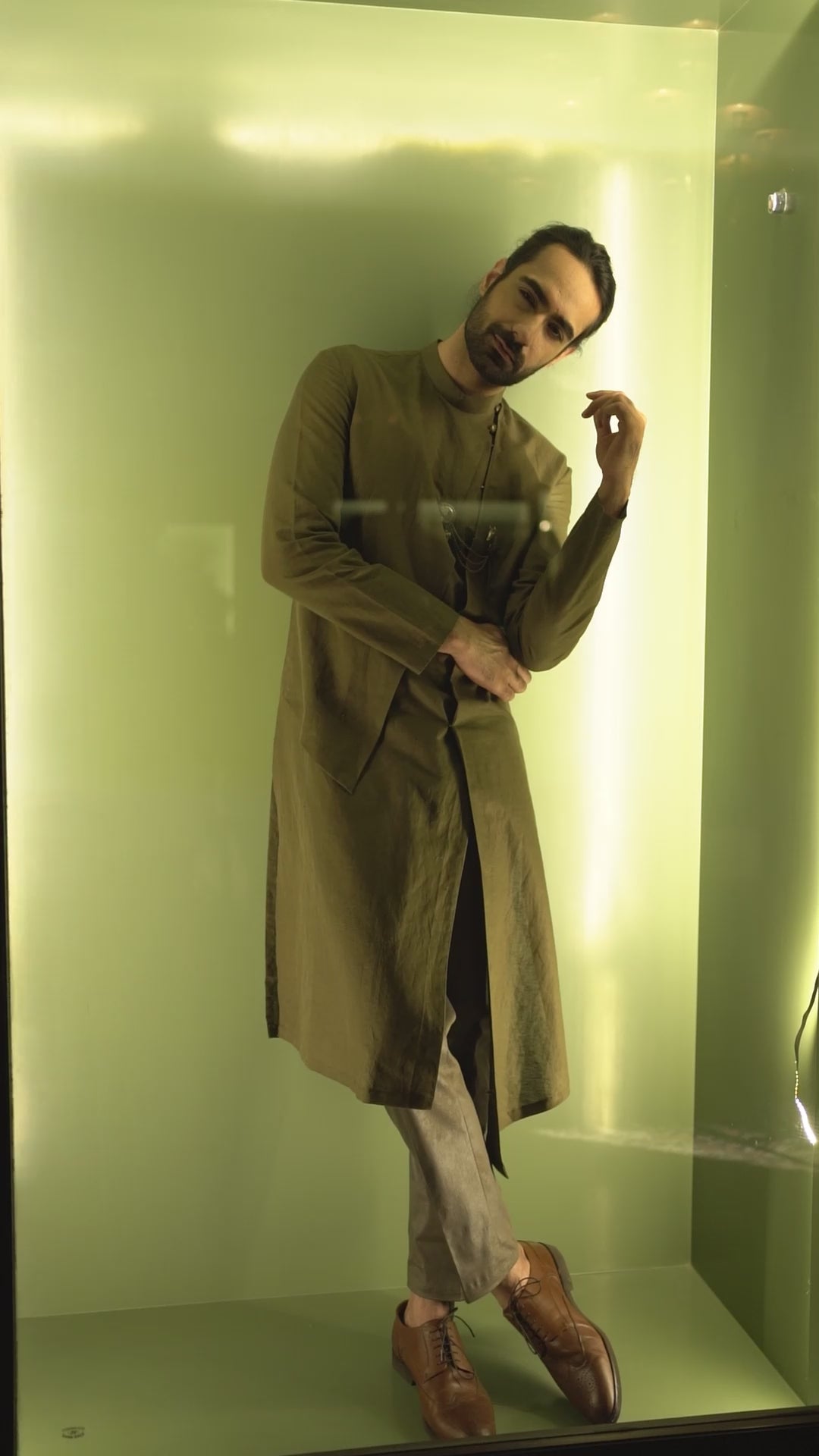 Moonga silk textured Achkan set
