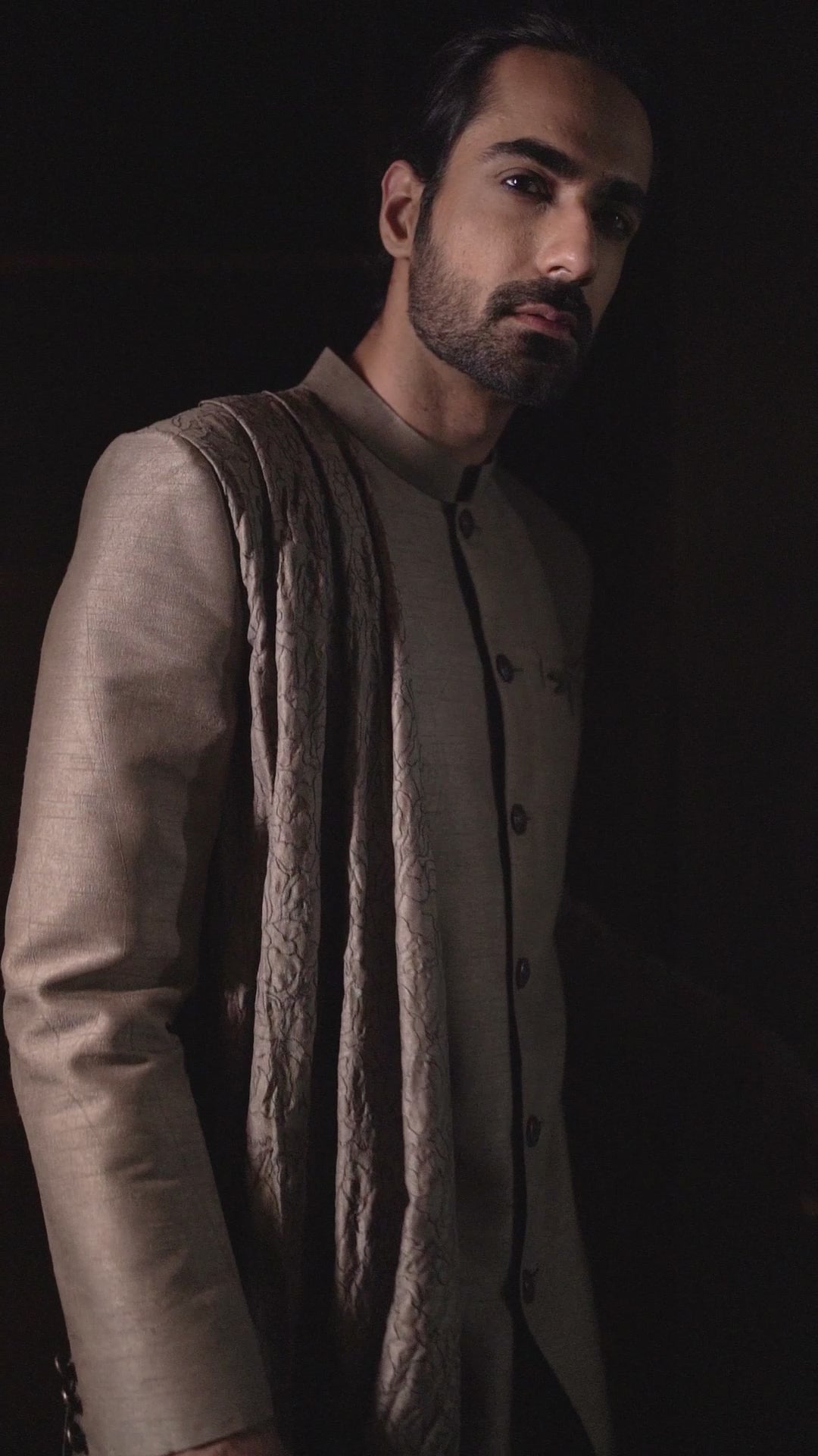 Charcoal Stole Achkan Set